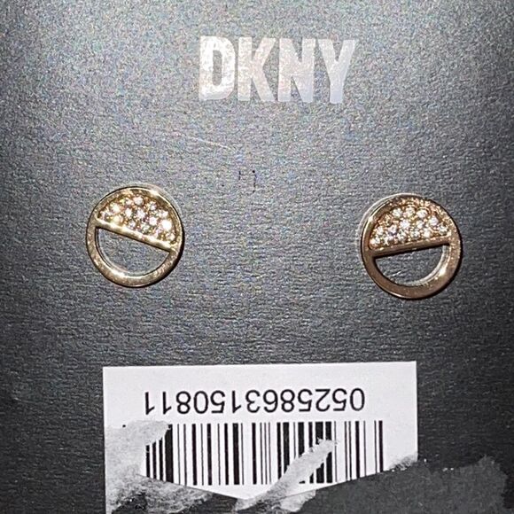 NWT DKNY round crystal post earrings - Picture 1 of 5